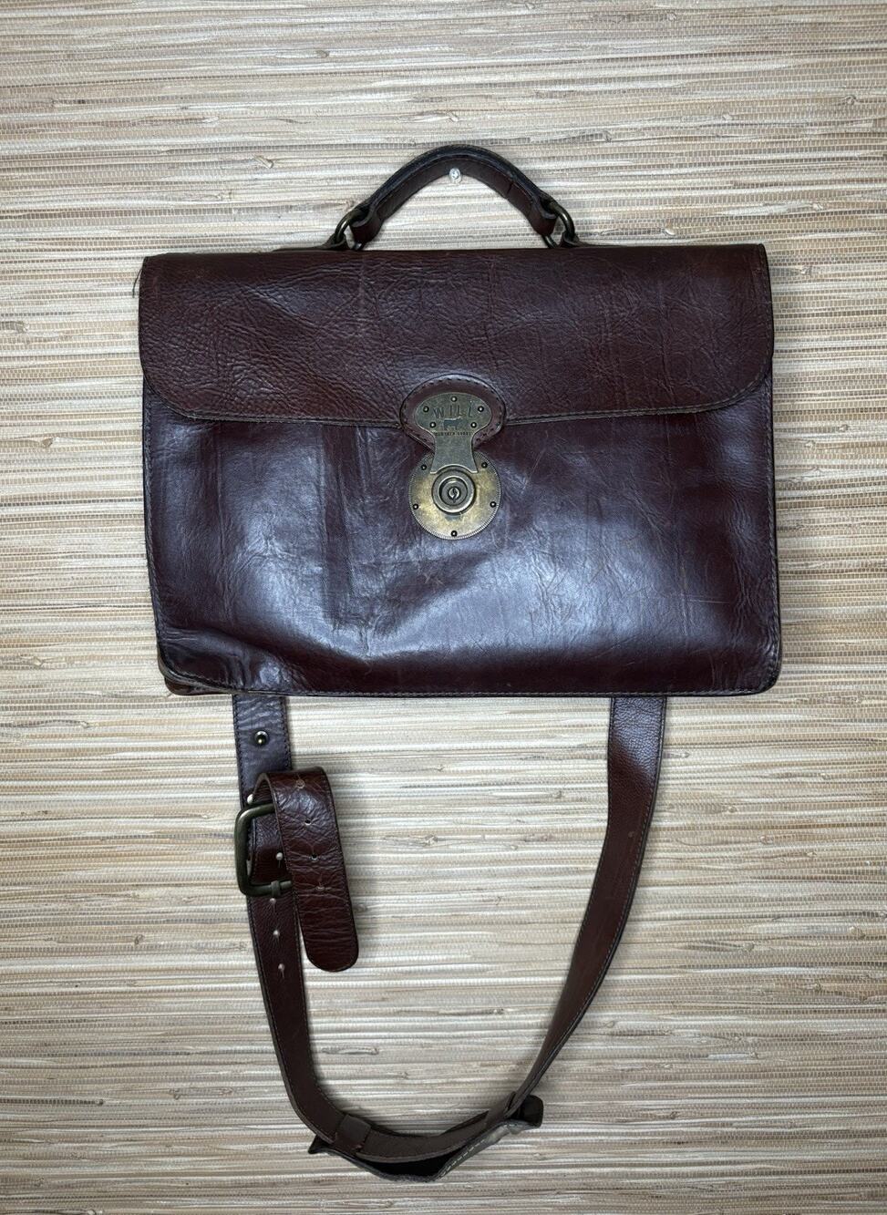 Will Leather Goods Jacques Leather Portfolio Briefcase Burnished Cognac
